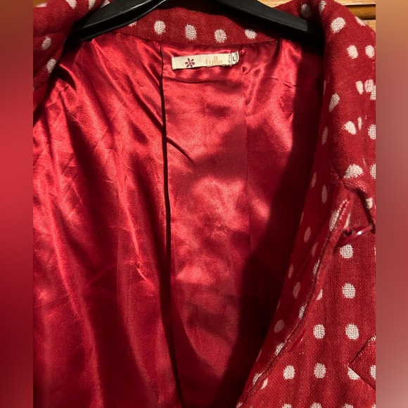Tulle Anthropologie Red White Polka Dot Mini Blazer - Picture 3 of 4